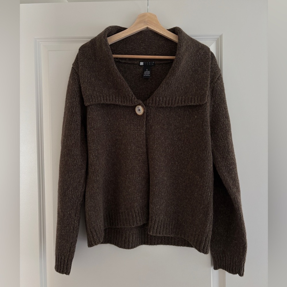 angora + lambswool brown cardigan